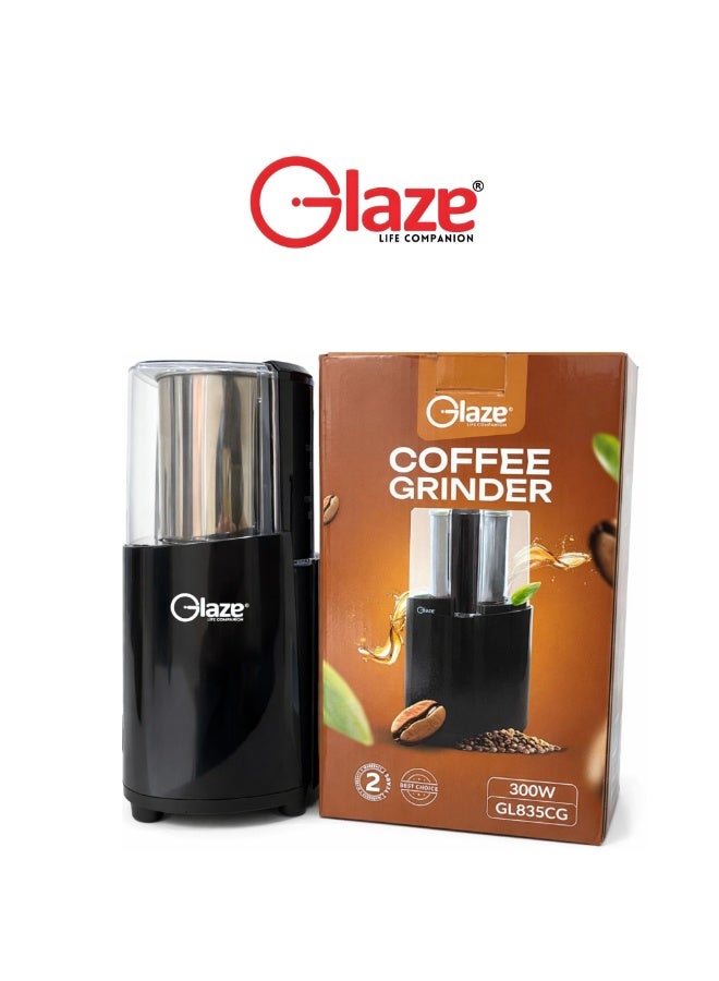 جليز مطحنة قهوة كهربائية 300 واط، سعة 100 غرام، شفرة من الفولاذ المقاوم للصدأ، مطحنة متعددة الأغراض لحبوب القهوة والتوابل - أسود - Image 4